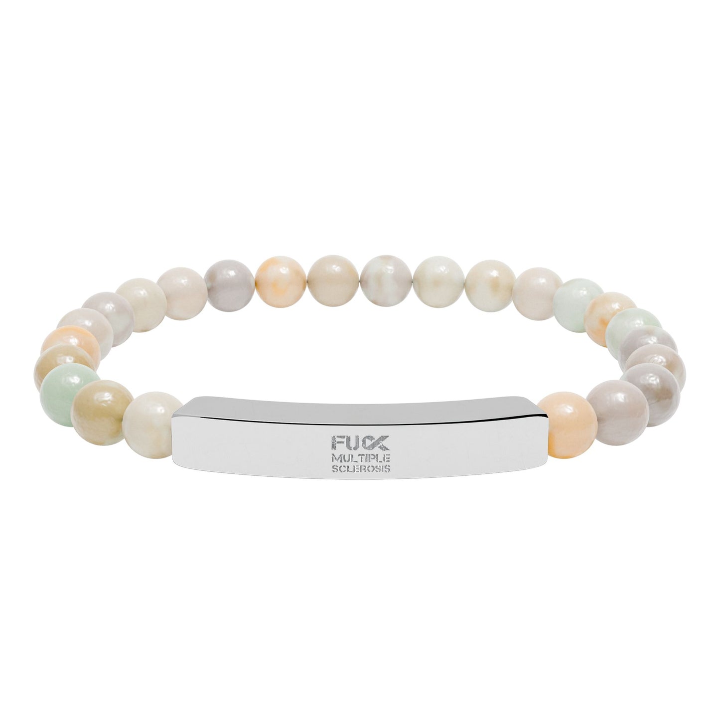 F*ck MS Engraved Natural Stone Bead Bracelet