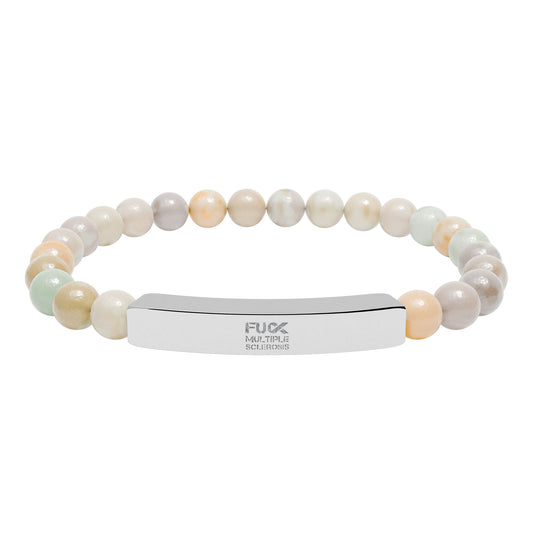 F*ck MS Engraved Natural Stone Bead Bracelet