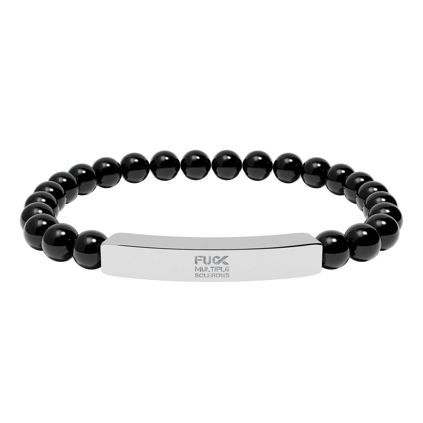 F*ck MS Engraved Natural Stone Bead Bracelet