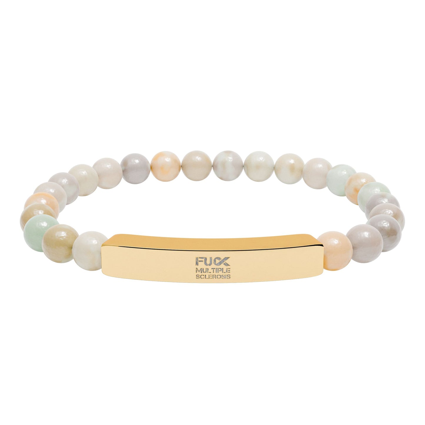 F*ck MS Engraved Natural Stone Bead Bracelet